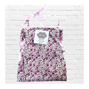 Cooks Bib Front Ruffled Floral and Gingham Plaid Pink Chefs Apron with Pocket